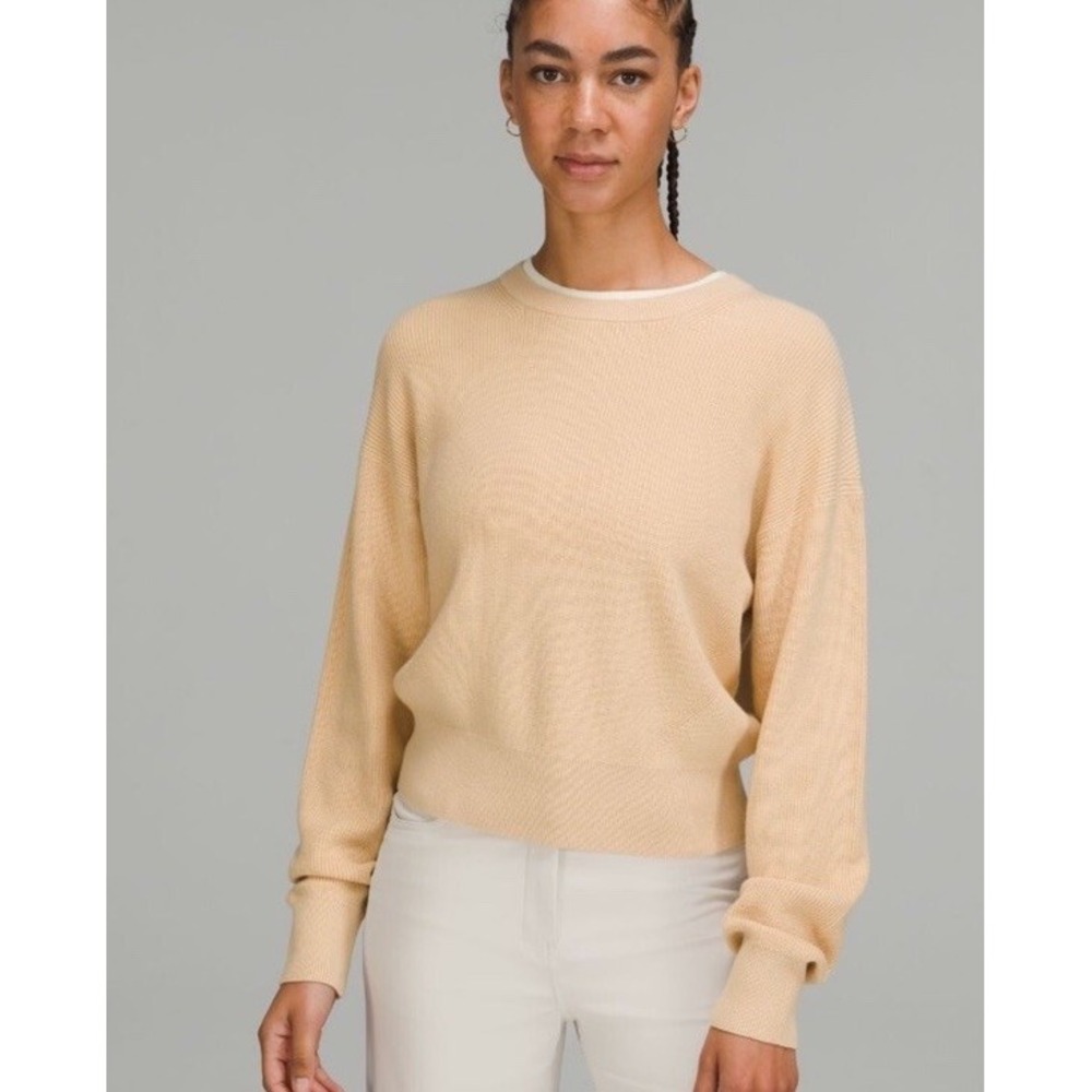NWT LULULEMON Sweater Waist Length Crewneck Prosecco Lemon Sorbet Women Size 14